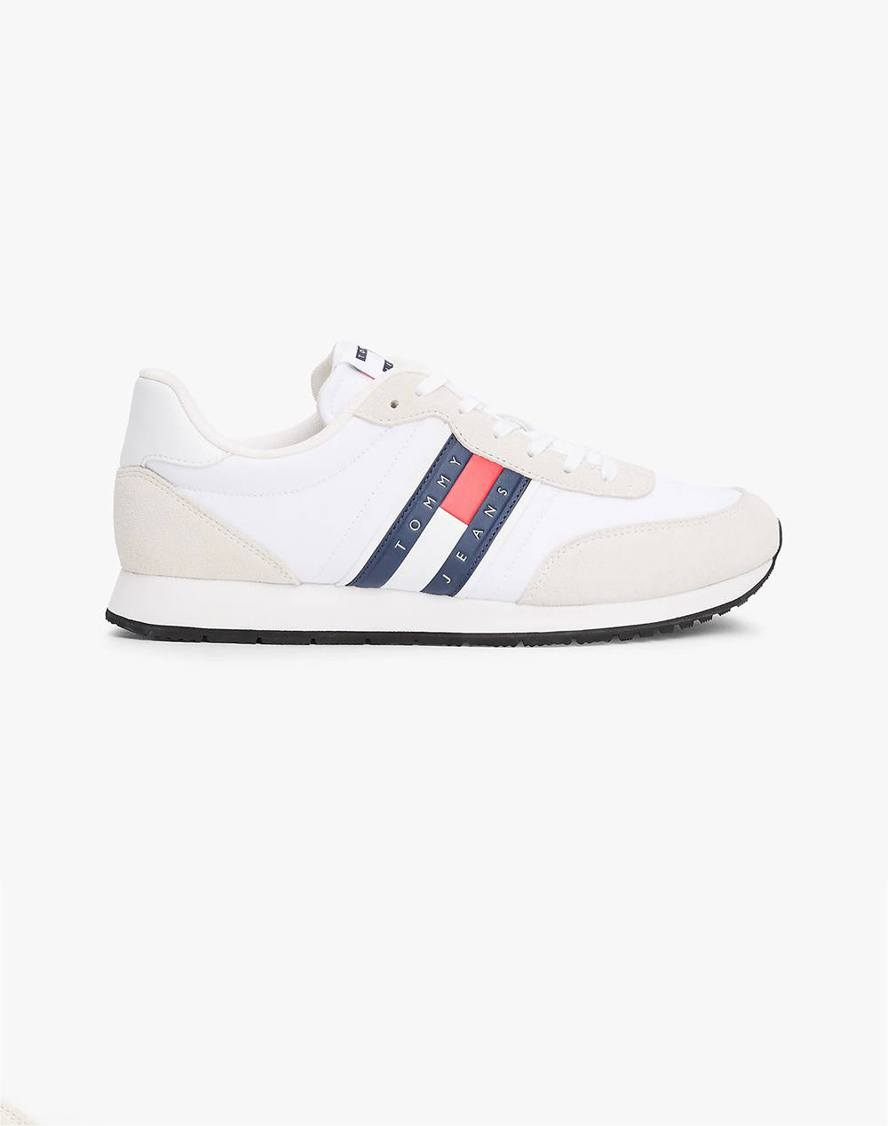 Tommy Jeans Tjm Runner Casual Ess Men Footwear Sneakers White Imitation Leather,Leather,Fabric Em0Em01351 Ybr Male Sneakers