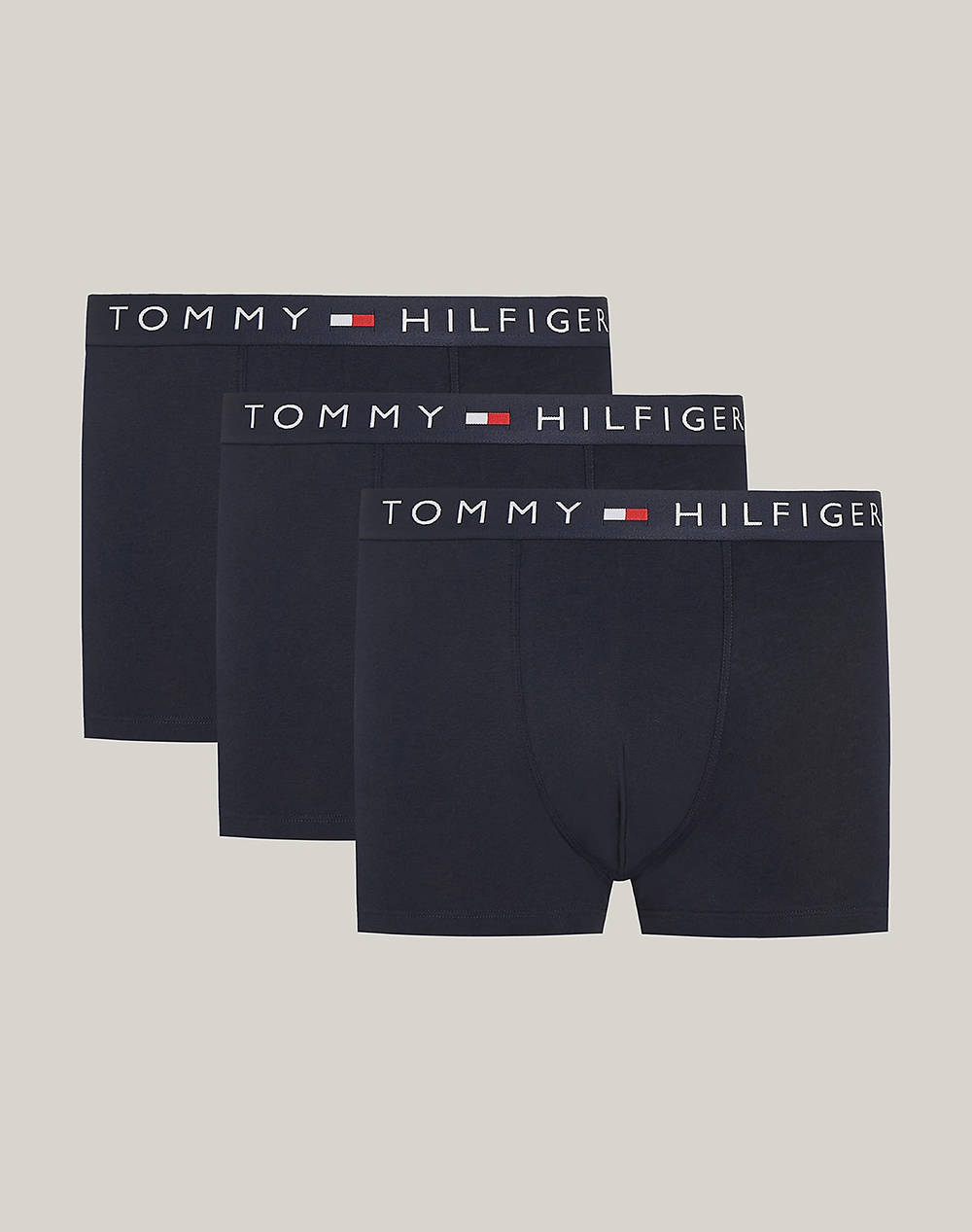Tommy Hilfiger 3P Trunk Men Underwear Briefs Boxer Briefs Navyblue Cotton,Elastic Um0Um03180 0Sy Male Boxer Briefs Blue