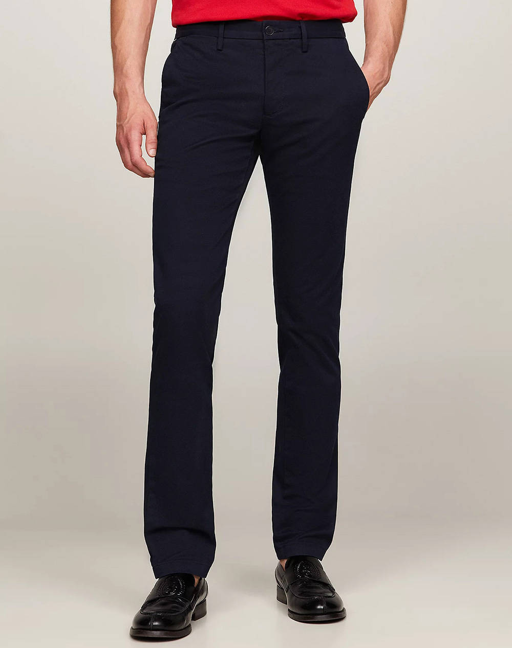 Tommy Hilfiger Core Bleecker 1985 Pima Cotton Men Clothes Trousers Chinos Navyblue Cotton,Elastic Mw0Mw28883 Dw532 Male Chinos Blue