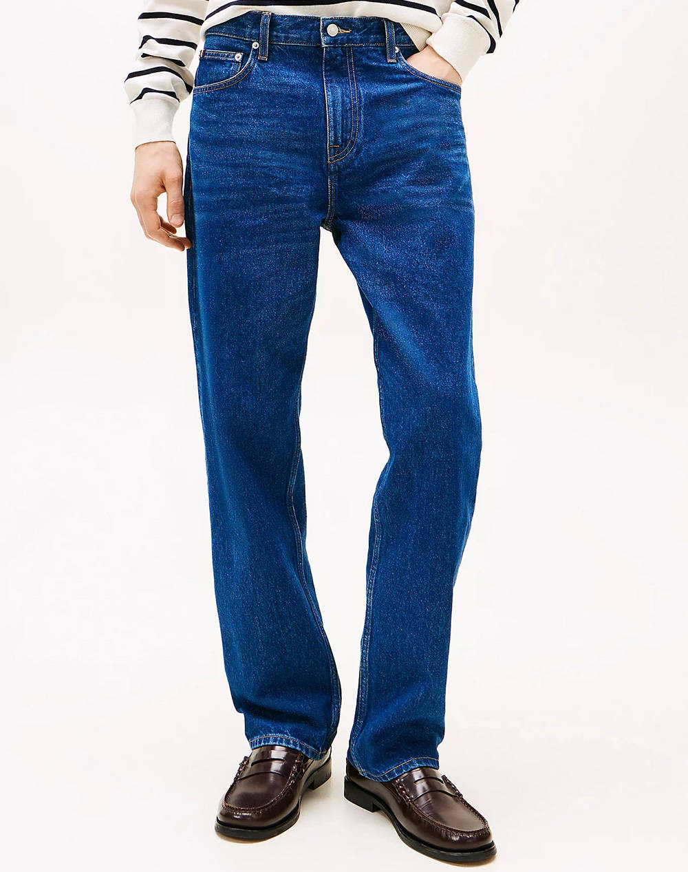 Tommy Hilfiger Straight Denton Str June Blue Men Clothes Trousers Jeans Denimblue Cotton,Elastic Mw0Mw38826 1Bd32 Male Jeans Blue