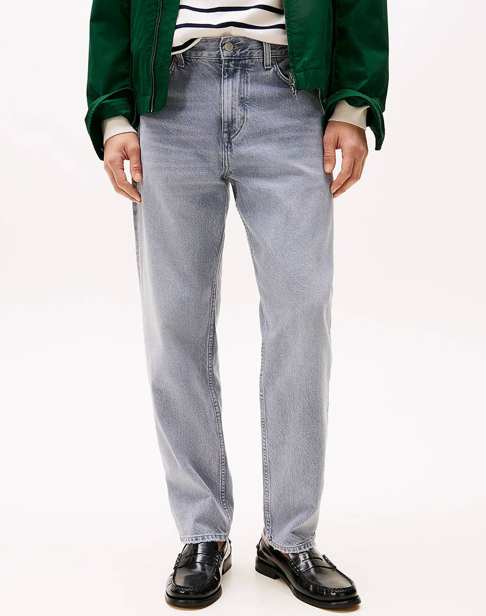 Tommy Hilfiger Tapered Harlem Str Port Grey Men Clothes Trousers Jeans Denimgray Cotton Mw0Mw39216 1B232 Male Jeans