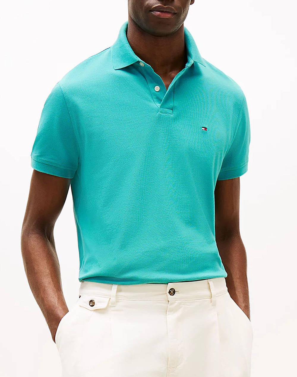 Tommy Hilfiger 1985 Regular Polo Men Clothes T Shirts & Sweatshirts Polo Aqua Cotton,Elastic Mw0Mw17770 M0C Male Polo