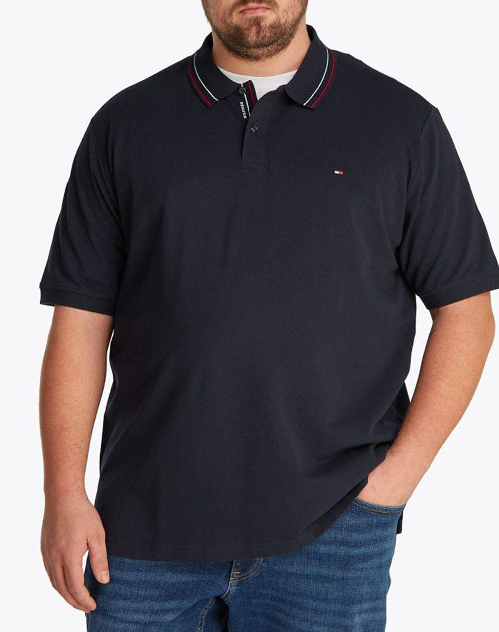 Tommy Hilfiger Bt Placket Interest Reg Polo B Men Clothes T Shirts & Sweatshirts Polo Darkblue Cotton,Elastic Mw0Mw39944 Dw5 Male Polo Blue