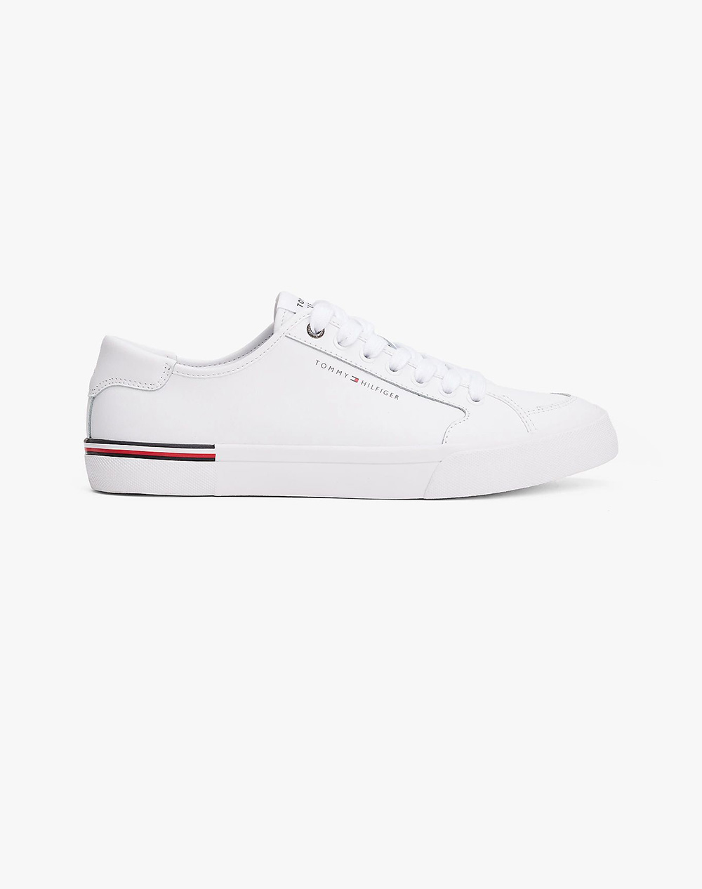 Tommy Hilfiger Core Corporate Vulc Leather Men Footwear Sneakers White Leather Fm0Fm05399 Ybs Male Sneakers