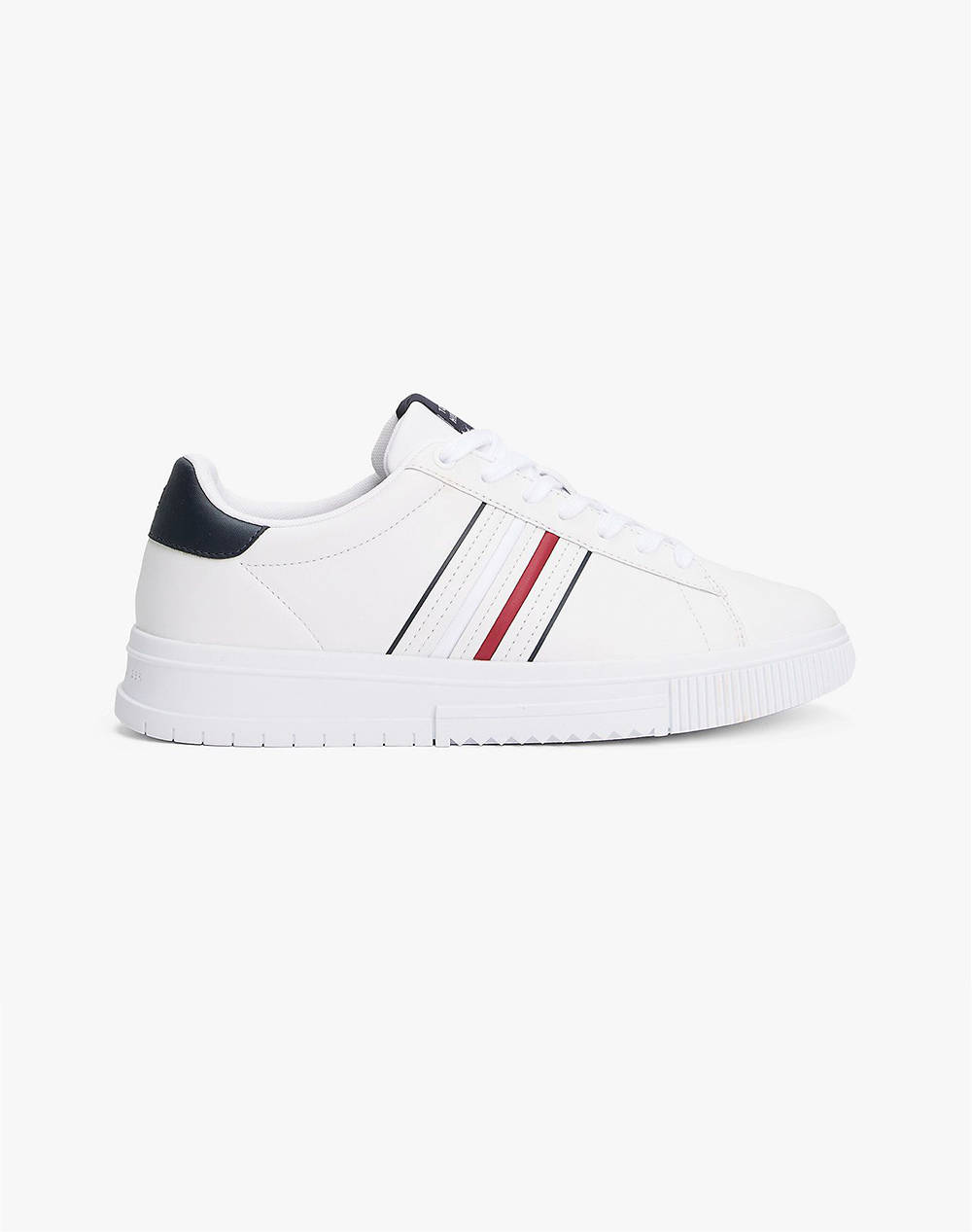 Tommy Hilfiger Modern Cupsole Stripes Lth Men Footwear Sneakers White Leather Fm0Fm05406 Ybs Male Sneakers