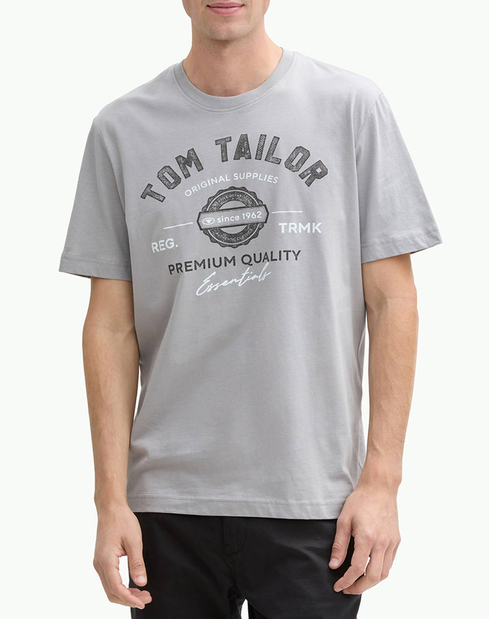 Tom Tailor Logo T Shirt Men Men Clothes T Shirts & Sweatshirts T Shirts Lightgray Cotton 1037735 32917 Male T-Shirts