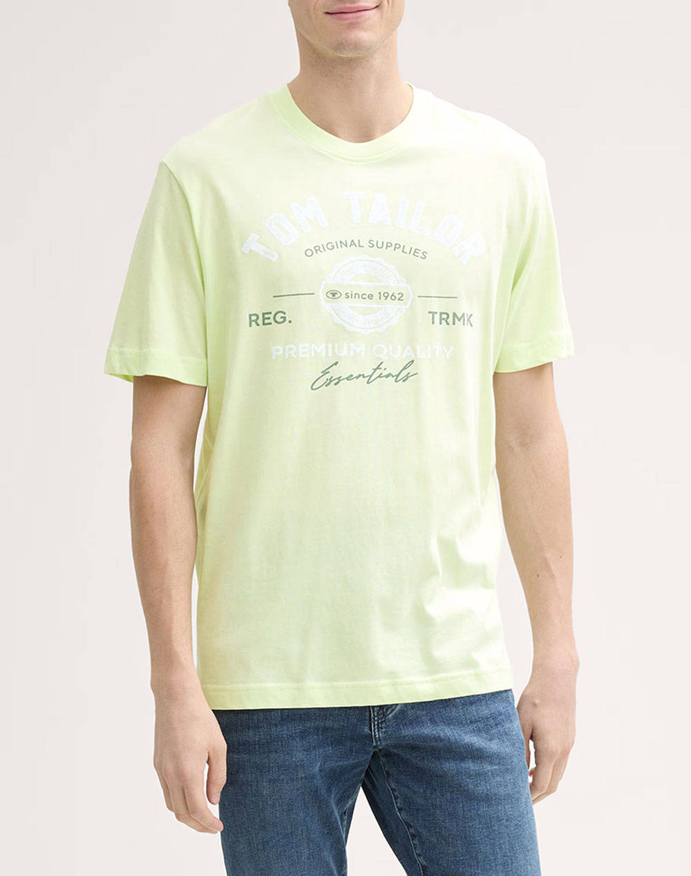 Tom Tailor Logo T Shirt Men Men Clothes T Shirts & Sweatshirts T Shirts Lime Cotton 1037735 29078 Male T-Shirts