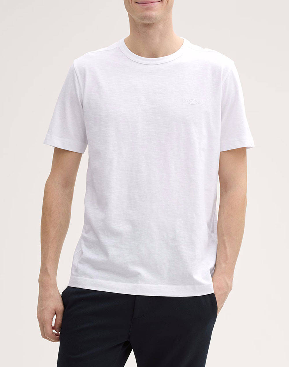 Tom Tailor T Shirt Men Men Clothes T Shirts & Sweatshirts T Shirts White Cotton 1045627 20000 Male T-Shirts