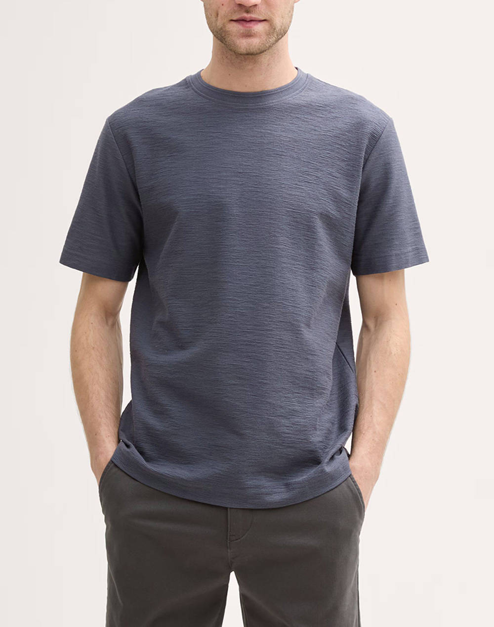 Tom Tailor Structured T Shirt Men Men Clothes T Shirts & Sweatshirts T Shirts Gray Cotton 1046727 10306 Male T-Shirts