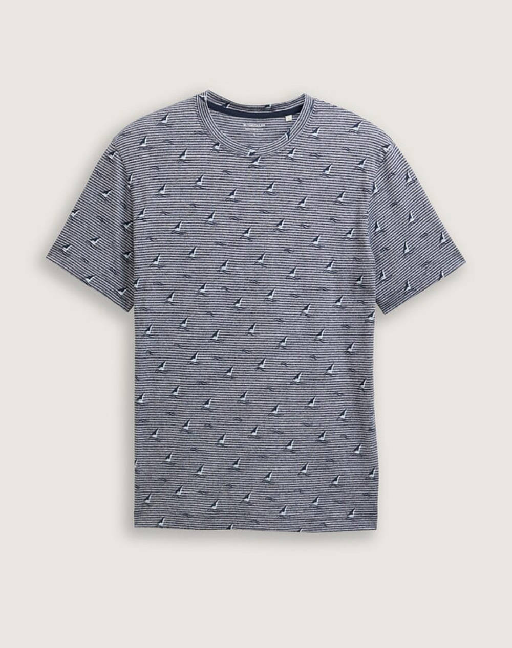 Tom Tailor Allover T Shirt For Men Men Clothes T Shirts & Sweatshirts T Shirts Navyblue Cotton,Synthetic 1046805 38046 Male T-Shirts Blue