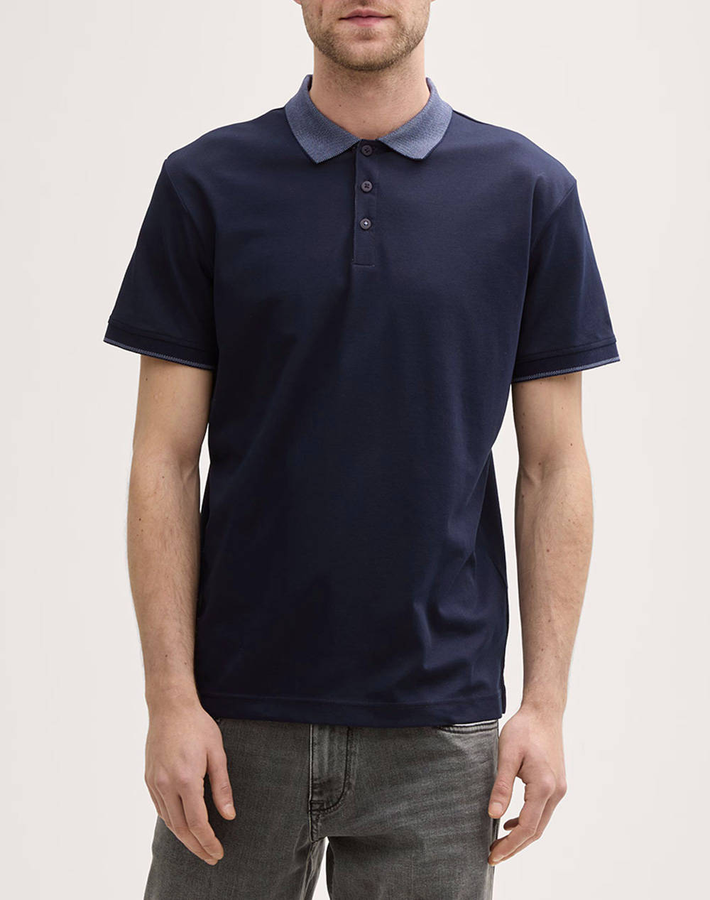 Tom Tailor Basic Jersey Polo Shirt Men Men Clothes T Shirts & Sweatshirts Polo Darkblue Cotton,Synthetic 1046745 10668 Male Polo Blue