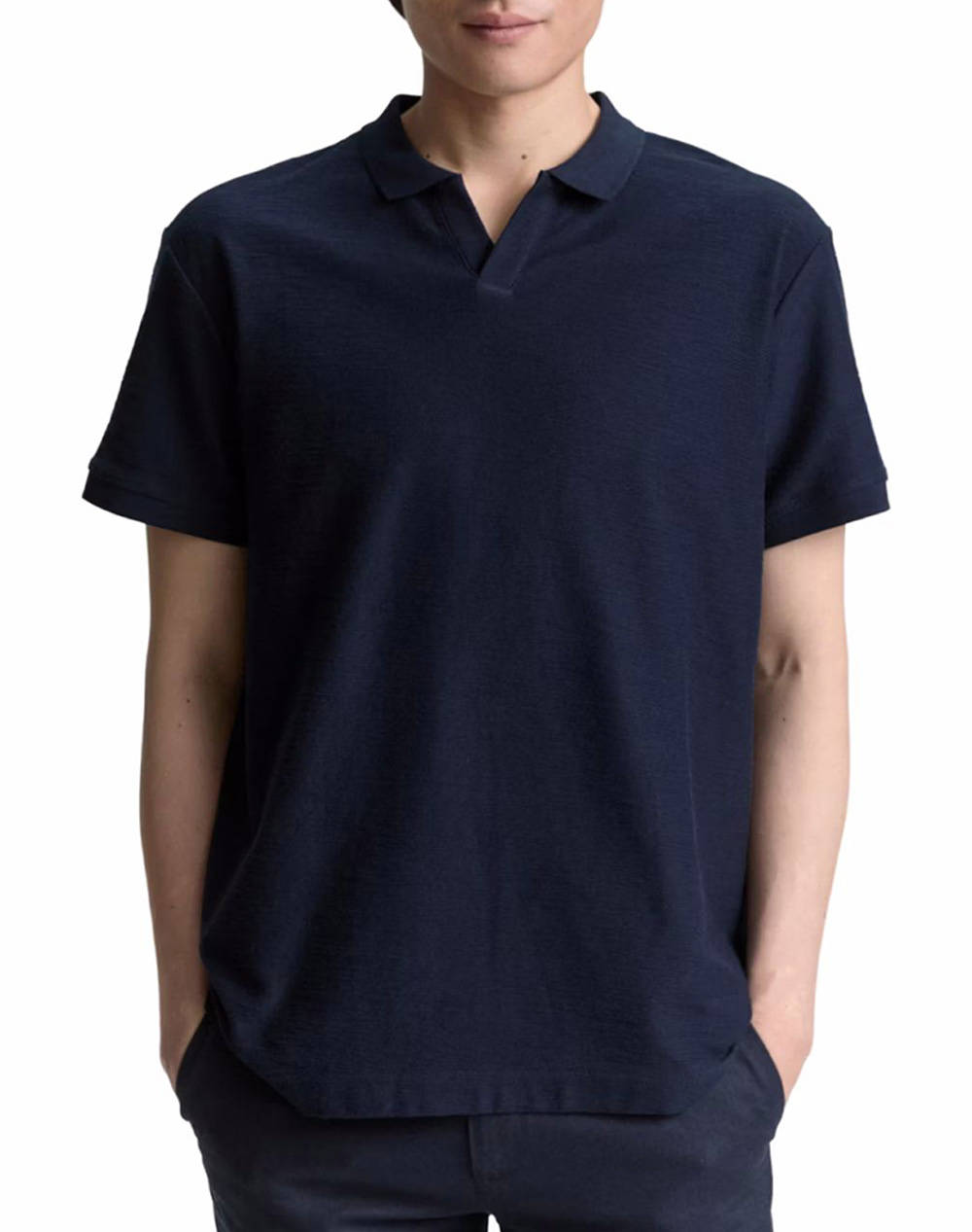 Tom Tailor Structured Resort Collar T Shirt For Men Men Clothes T Shirts & Sweatshirts Polo Navyblue Cotton,Synthetic 1046746 10668 Male Polo Blue
