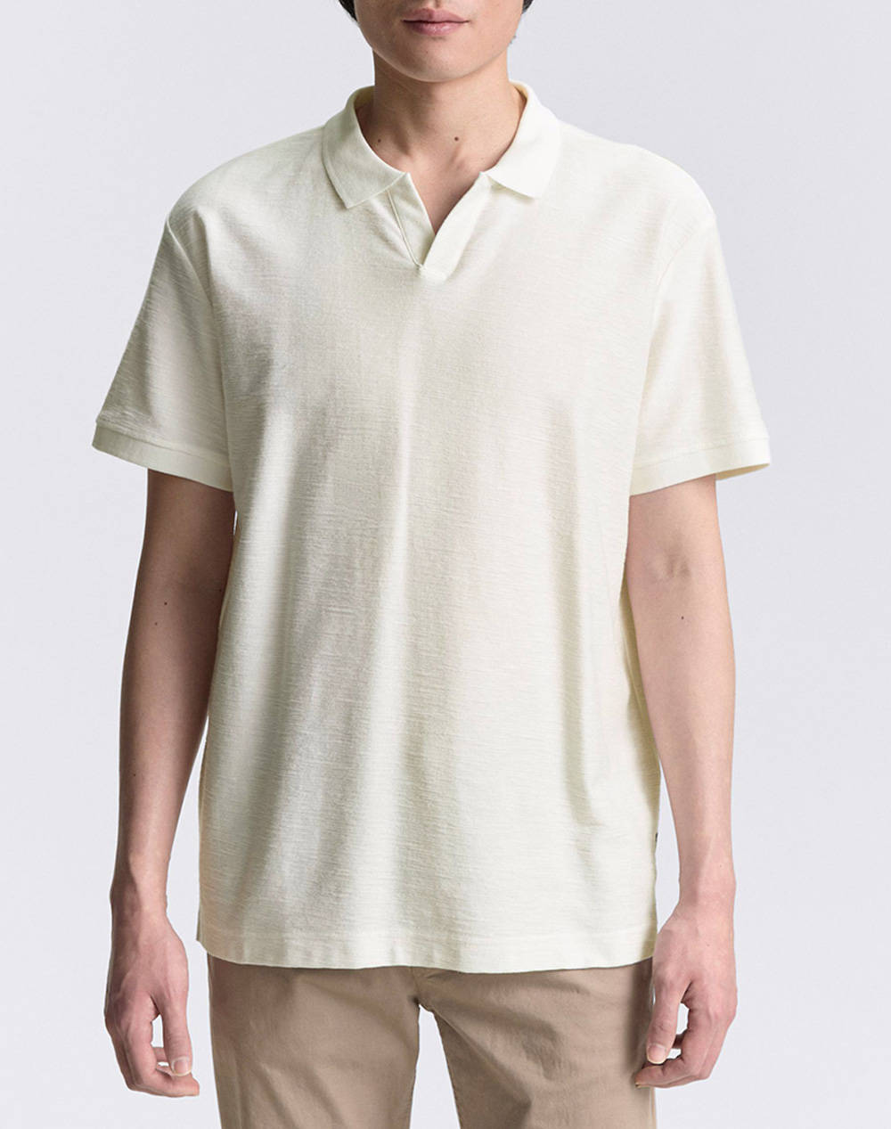 Tom Tailor Structured Resort Collar T Shirt For Men Men Clothes T Shirts & Sweatshirts Polo Offwhite Cotton,Synthetic 1046746 10332 Male Polo