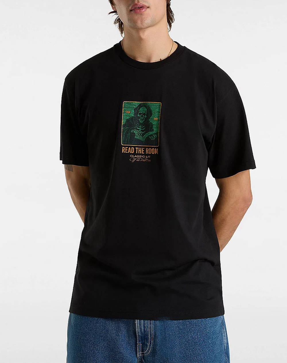 Vans Read The Room Ss Men Clothes T Shirts & Sweatshirts T Shirts Black Cotton Vn000M3Vblk1 Vnblk Male T-Shirts Black