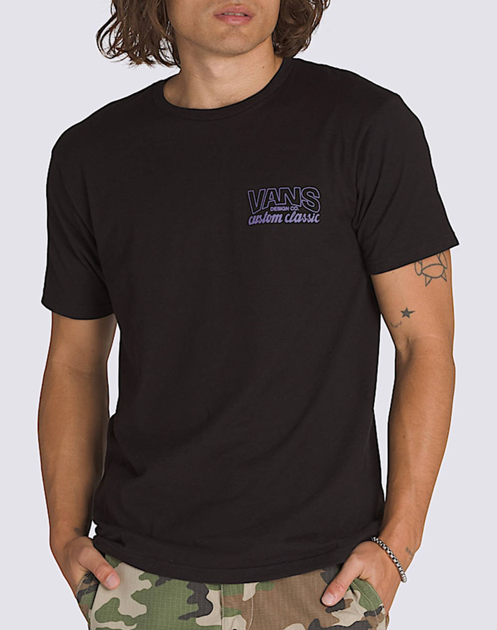 Vans Shop Front Ss Men Clothes T Shirts & Sweatshirts T Shirts Black Cotton Vn000M60Blk1 Vnblk Male T-Shirts Black