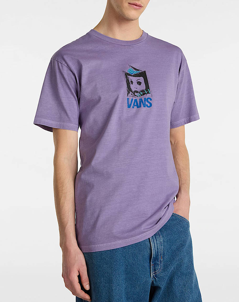 Vans Dollface Ss Men Clothes T Shirts & Sweatshirts T Shirts Purple Cotton Vn000M5G6Ph1 Vn6Ph Male T-Shirts