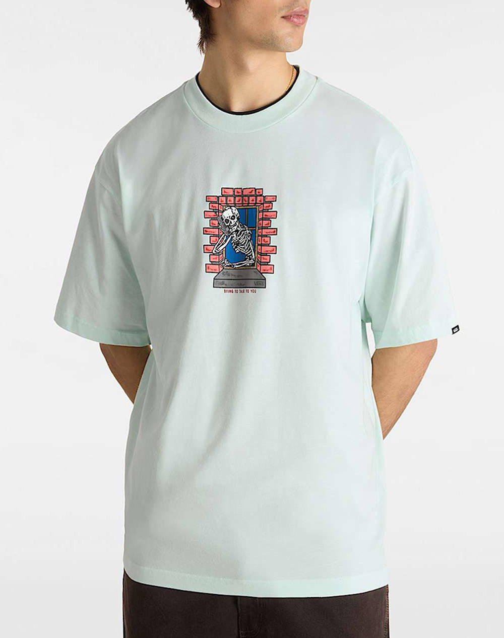 Vans Skull Window Ss Men Clothes T Shirts & Sweatshirts T Shirts Mintgreen Cotton Vn000Nhurne1 Vnrne Male T-Shirts Green