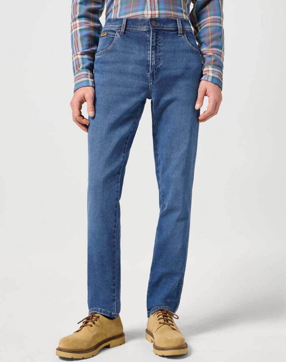 Wrangler Texas Men Clothes Trousers Jeans Denimblue Cotton,Elastic,Synthetic 112358218 Slim Ridge Wash Male Jeans Blue