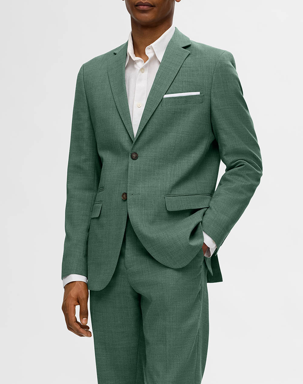 Selected Slhslim Oasis Linen Blz Noos Men Clothes Outerwear Jackets Green Linen,Wool,Elastic,Synthetic 16087870 Light Green Melange Male Jackets Green