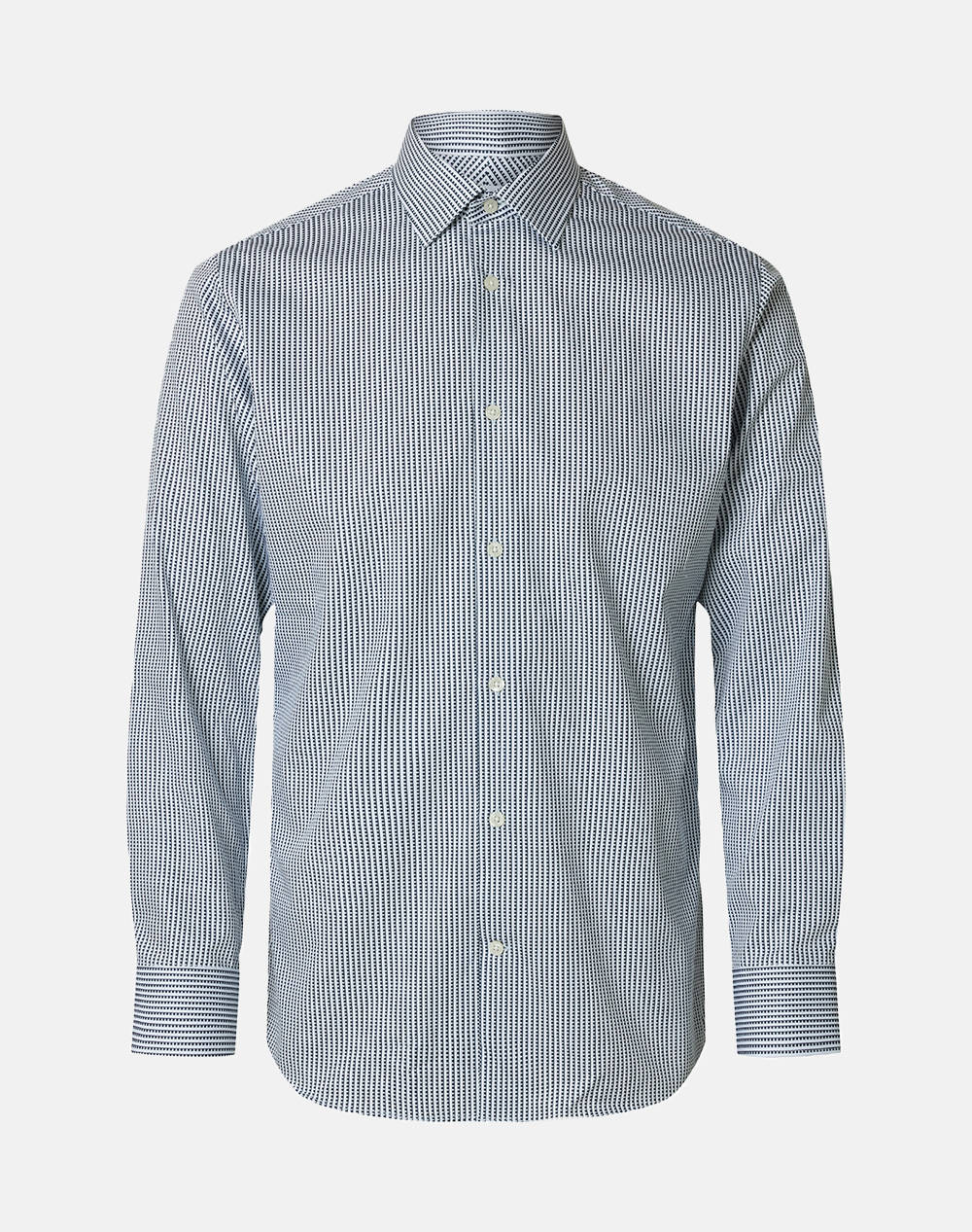Selected Slhslimperformance Aop Shirt Ls Men Clothes Shirts Multi Cotton,Elastic,Synthetic 16096071 Sky Captainstripesaop Male Shirts