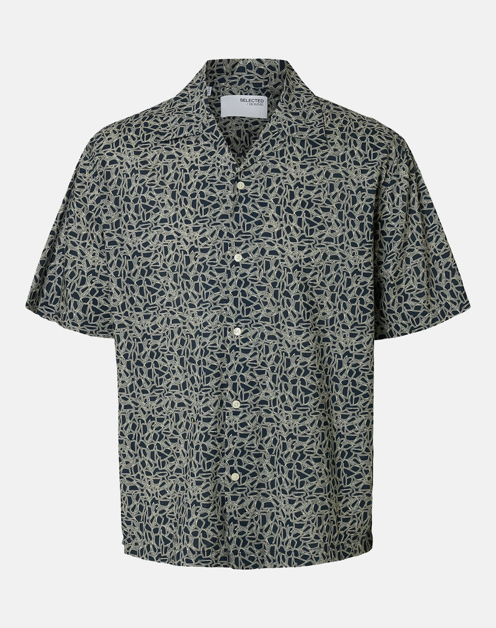 Selected Slhrlxair Mix Ss Shirt Men Clothes Shirts Multi Cotton,Synthetic 16091381 Sky Captaingeo Aop Male Shirts