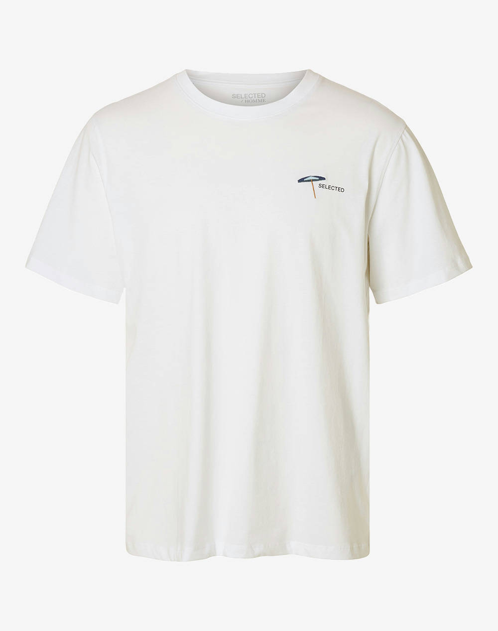 Selected Slhaspen Emb Ss O Neck Tee Men Clothes T Shirts & Sweatshirts T Shirts White Cotton 16097670 Bright White Male T-Shirts