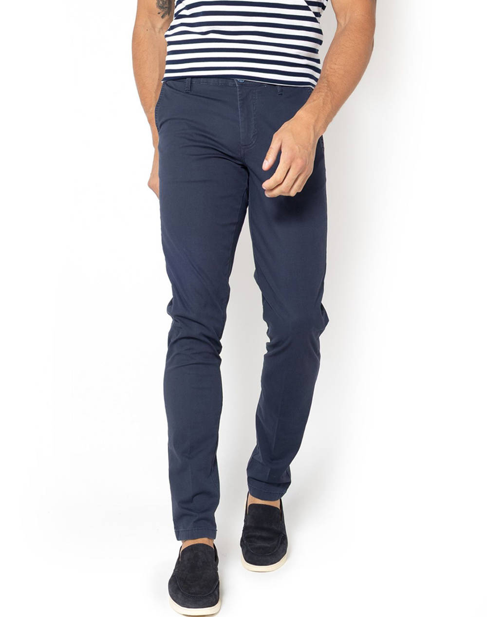 The Bostonians Chinos Dobby Modern Fit Men Clothes Trousers Chinos Navyblue Cotton,Wool,Elastic 3Cn1551T303 Navy Male Chinos Blue