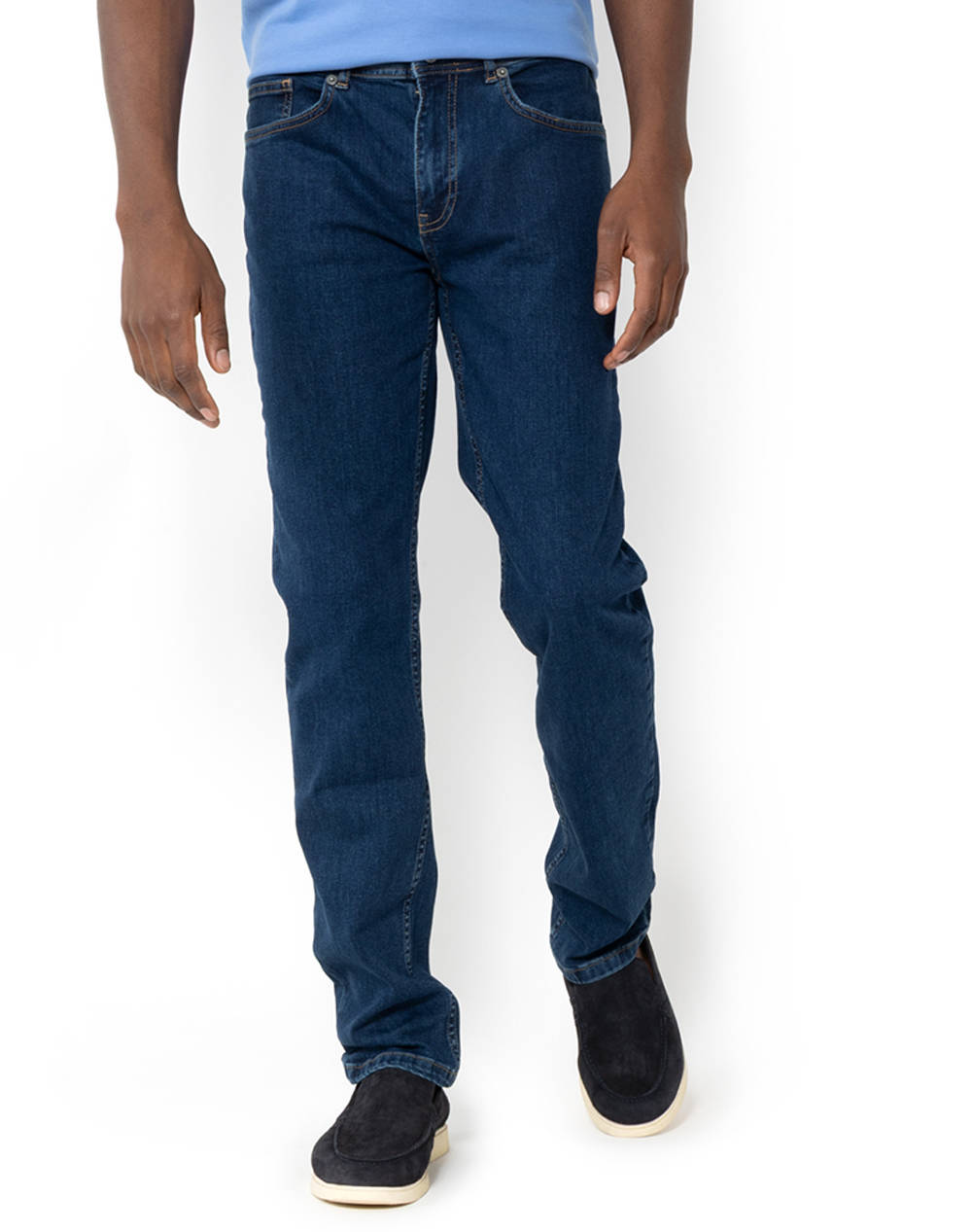 The Bostonians Denim Pants 5Pocket Regular Fit Men Clothes Trousers Jeans Denimblue Cotton,Elastic 3Cj2501025 Dark Male Jeans Blue