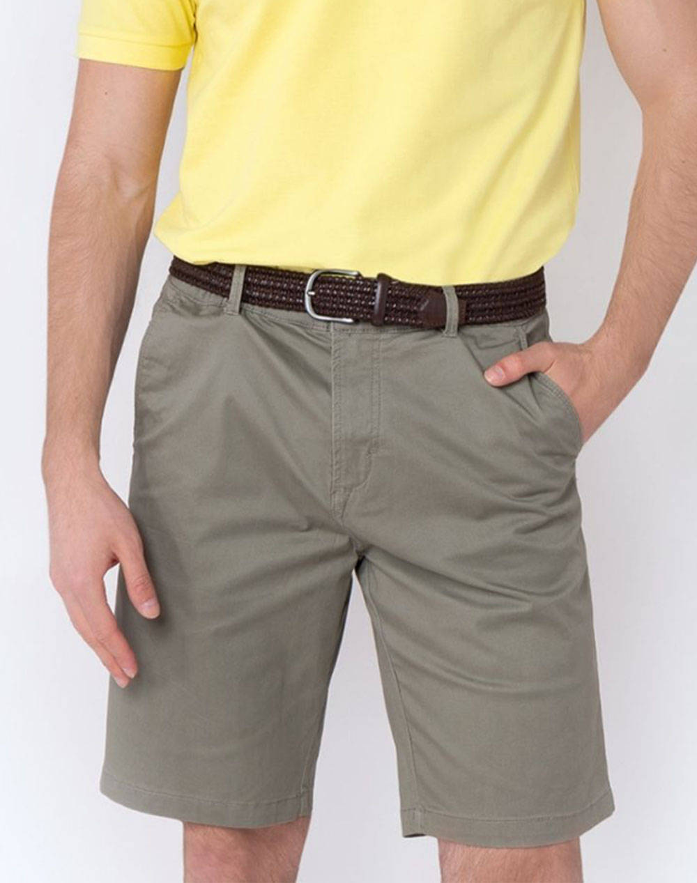 The Bostonians Bermuda Chinos Regular Fit Men Clothes Shorts/Bermudas Chinos Olive Cotton,Elastic 3En202401 Olive Male Chinos