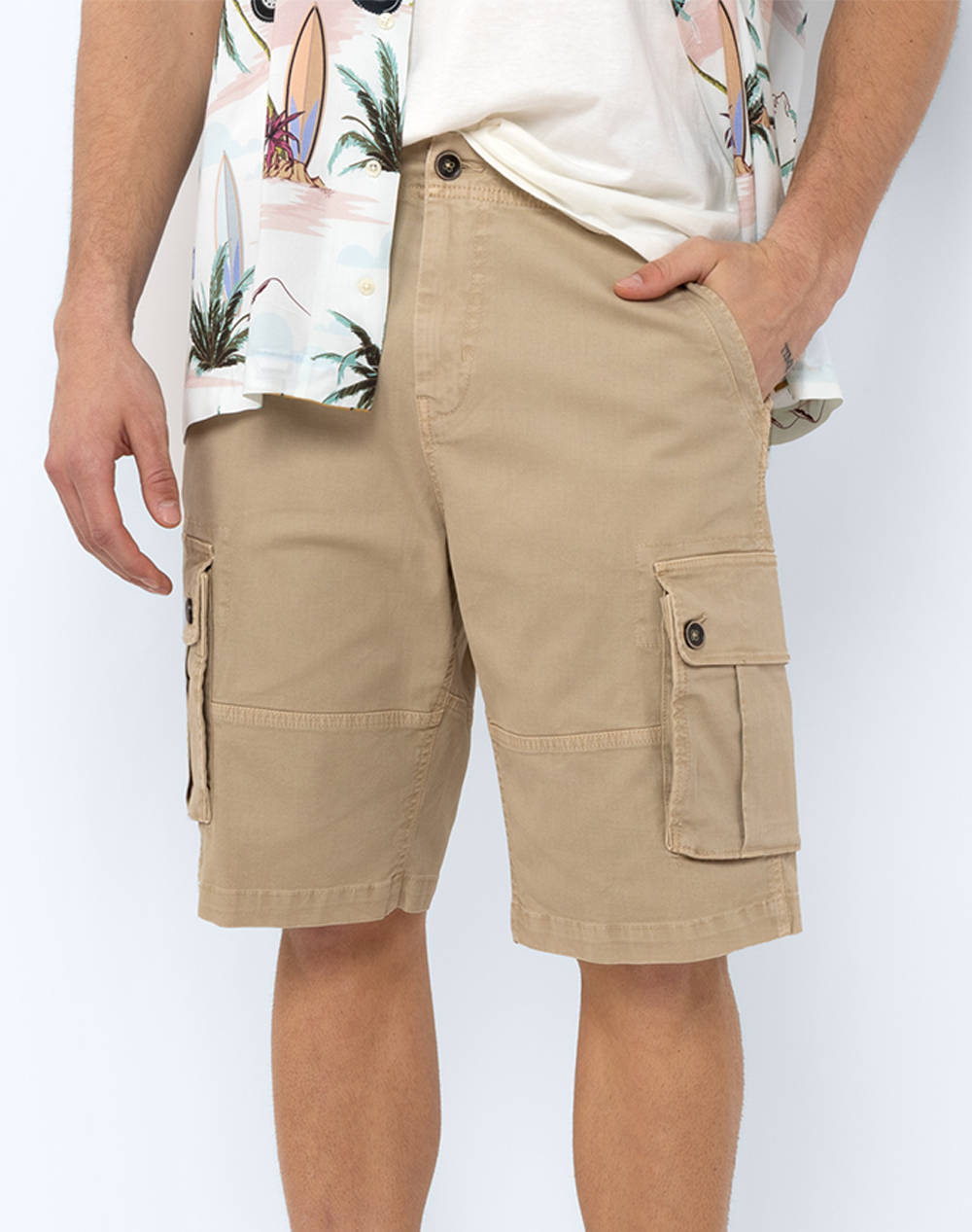 The Bostonians Bermuda Cargo Regular Fit Men Clothes Shorts/Bermudas Cargo Biege Cotton,Elastic 3En202403 Dark Male Cargo Biege