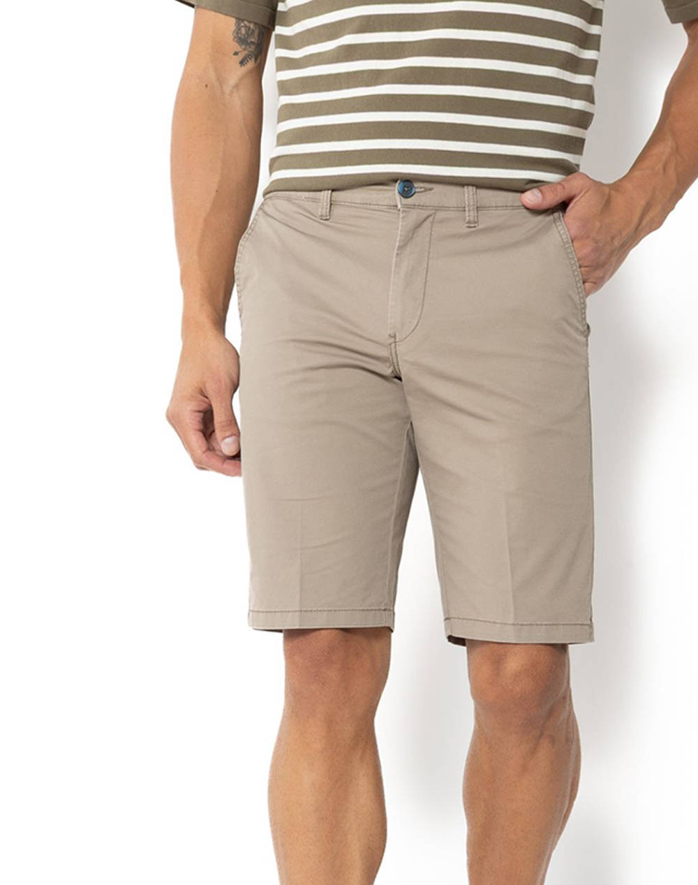 The Bostonians Bermuda Chinos Twill Men Clothes Shorts/Bermudas Chinos Biege Cotton,Linen,Elastic 3En0565T596 Dark Male Chinos Biege