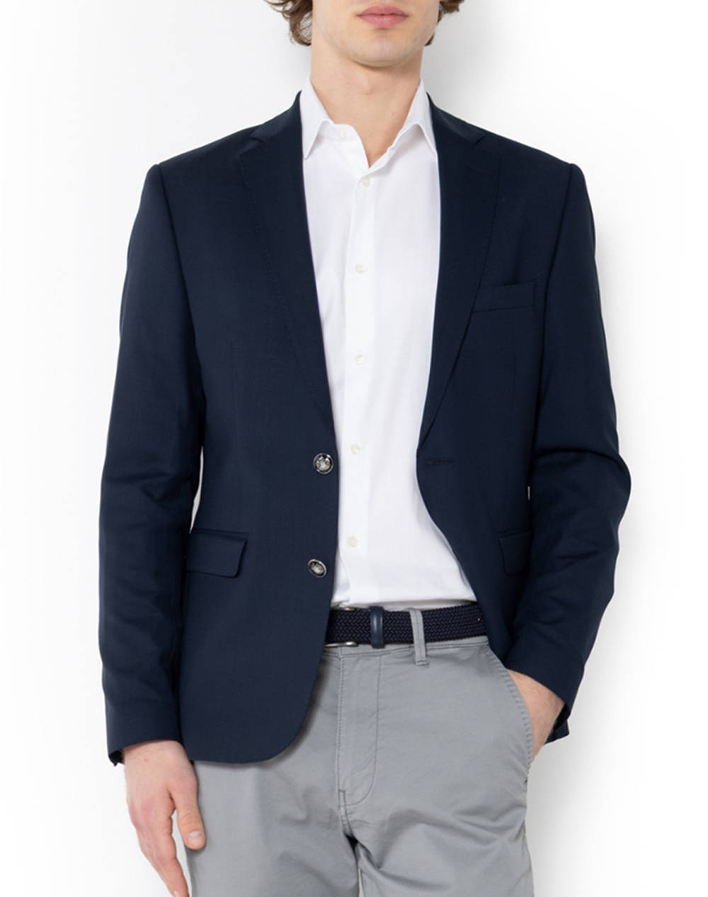 The Bostonians Regular Fit Jacket Men Clothes Outerwear Jackets Blue Wool,Elastic,Synthetic 3J08301 Blue Male Jackets Blue