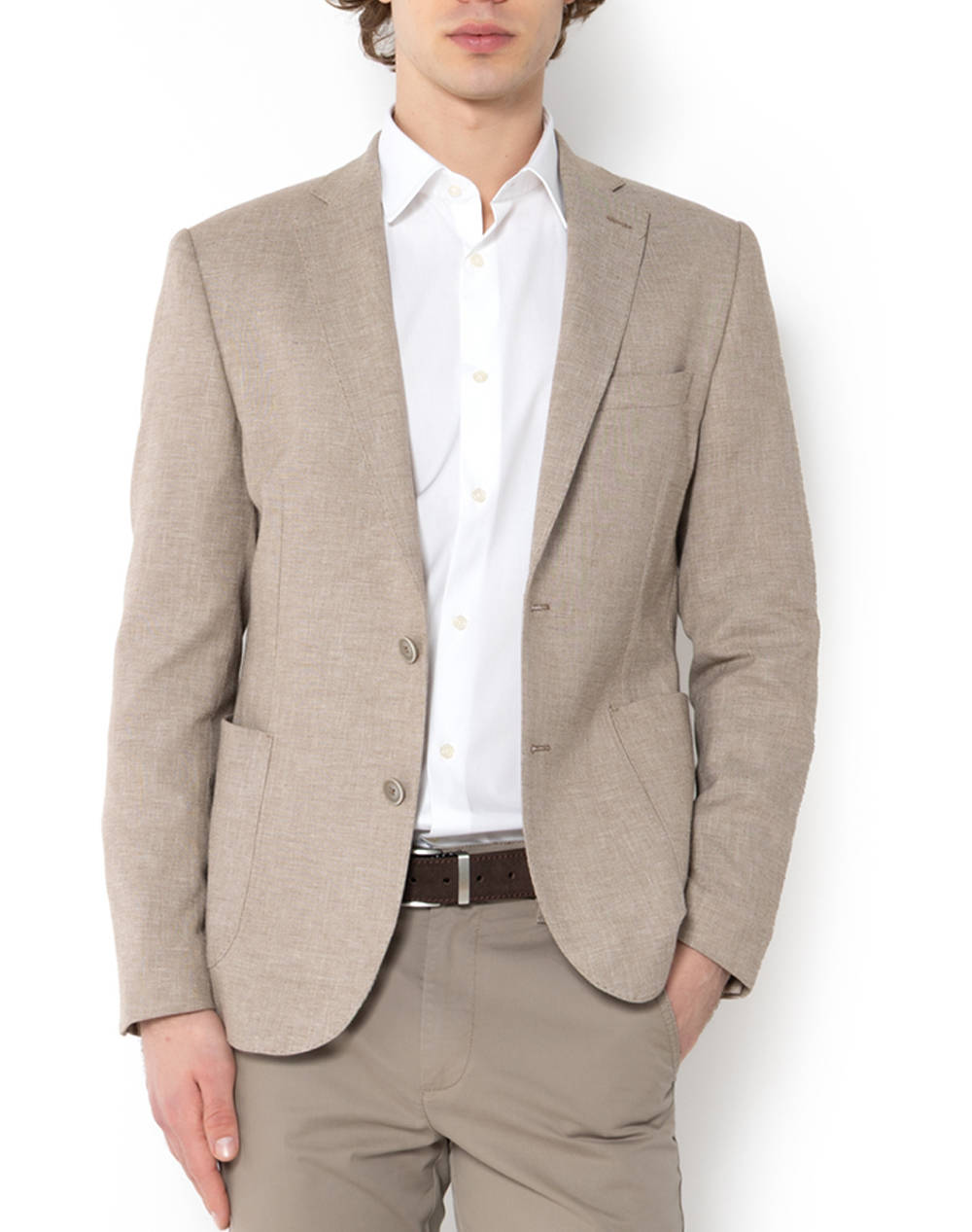 The Bostonians Cotton Linen Regular Fit Jacket Men Clothes Outerwear Jackets Biege Cotton,Viscose,Linen,Lycra,Synthetic 3J00205 Dark Male Jackets
