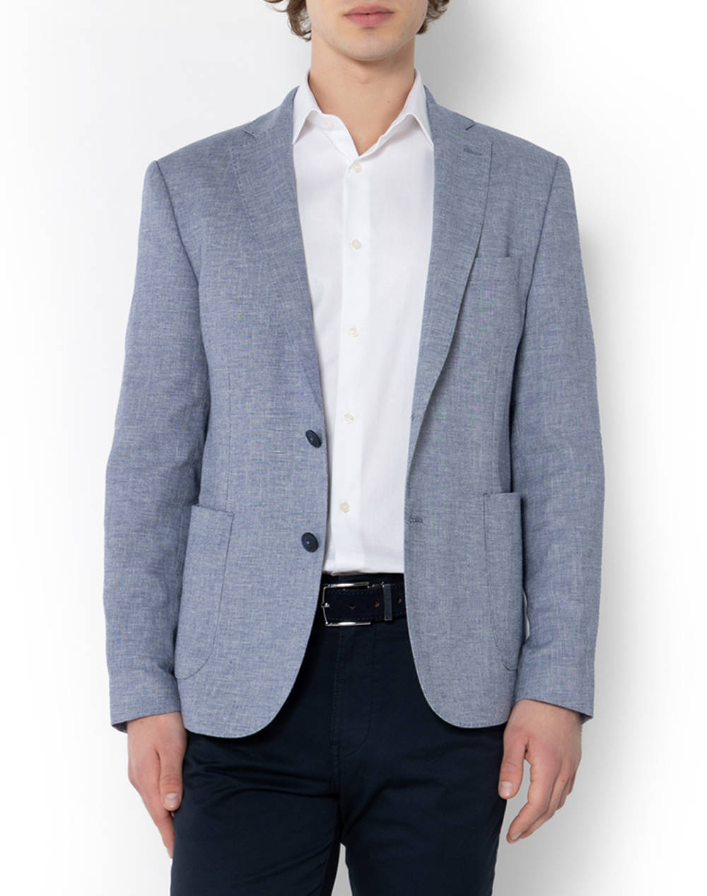The Bostonians Cotton Linen Regular Fit Jacket Men Clothes Outerwear Jackets Lightblue Cotton,Viscose,Linen,Lycra,Synthetic 3J00205 Indigo Male
