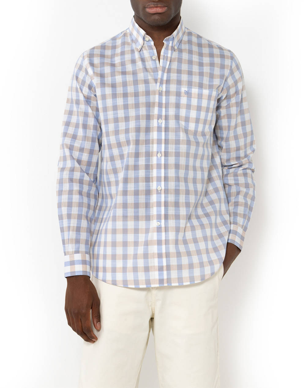 The Bostonians Maverick Shirt Regular Fit Medcheck Slub Button Down Regular Fit Men Clothes Shirts Mixed Cotton,Fabric 3Aach8572 Dark Male Shirts