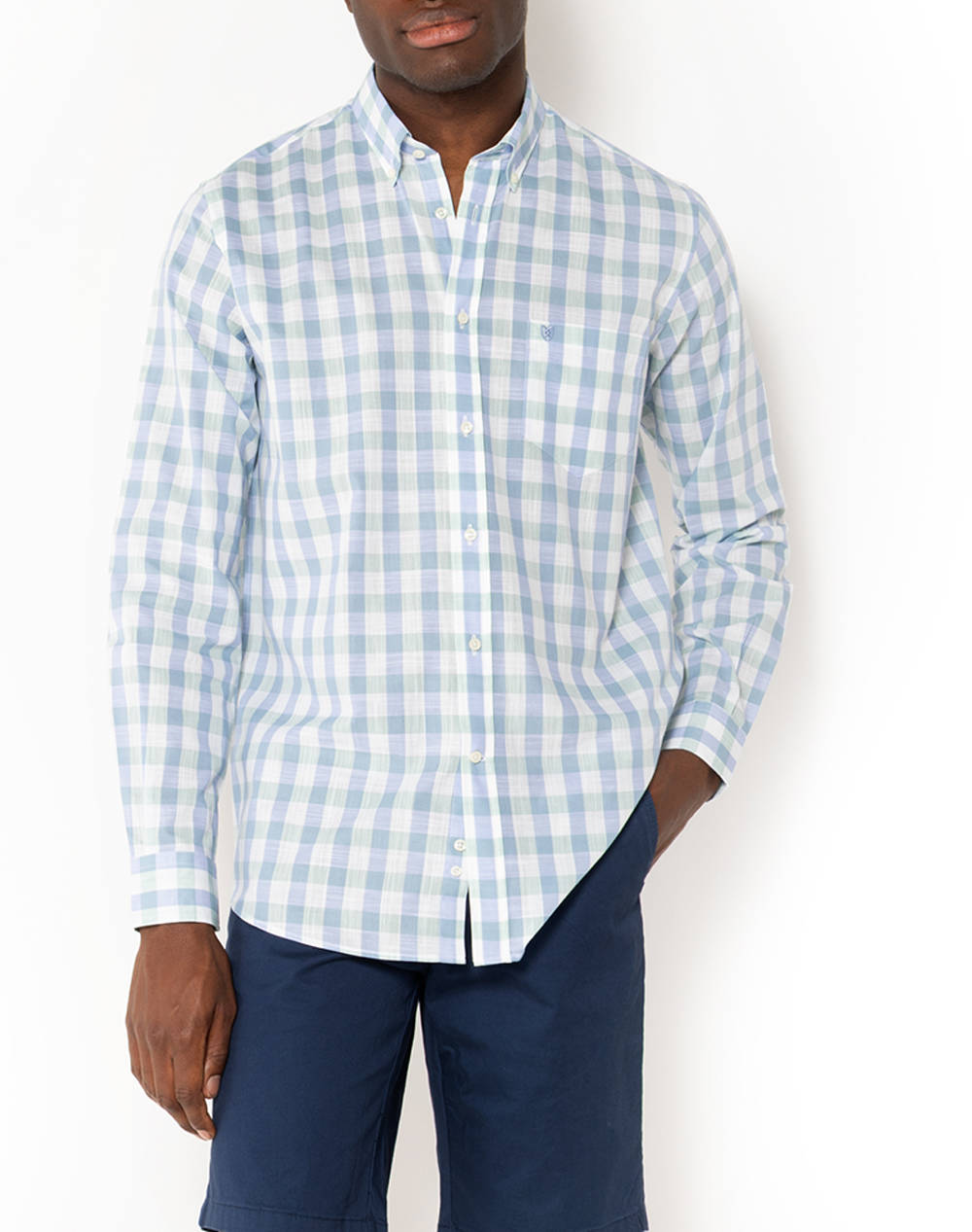 The Bostonians Maverick Shirt Regular Fit Medcheck Slub Button Down Regular Fit Men Clothes Shirts Multi Cotton,Fabric 3Aach8572 Veraman Male Shirts