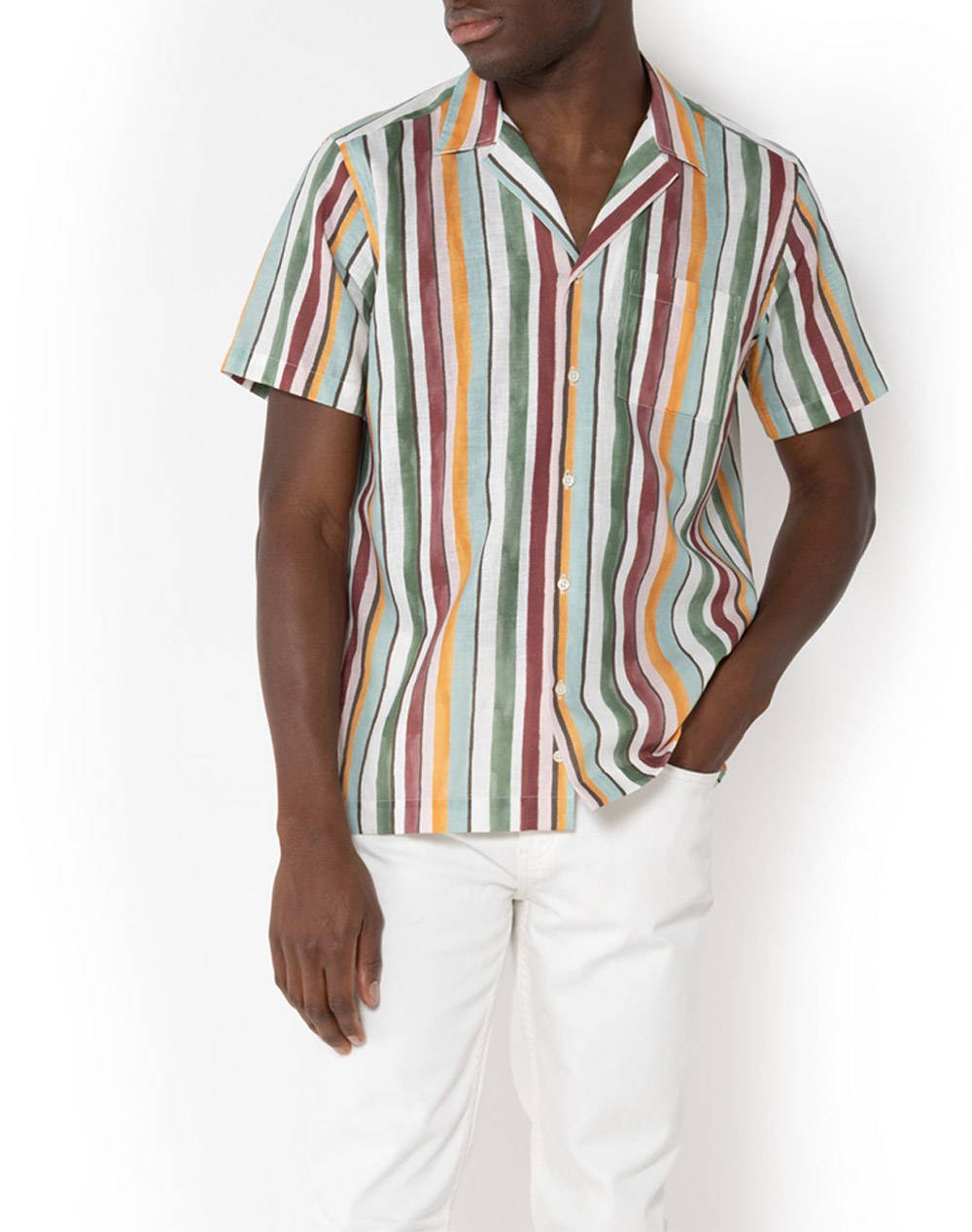 The Bostonians Charles Shirt Linen Cotton Custom Print Linen Cotton Bayron Custom Fit Men Clothes Shirts Multi Cotton,Linen 3Bls4869 Acorn Male Shirts