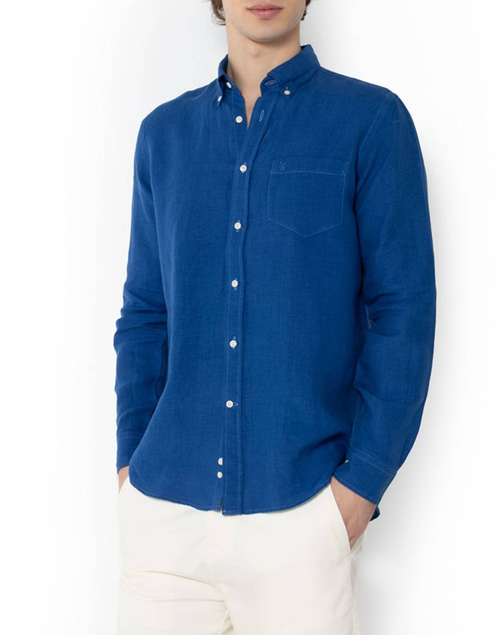 The Bostonians Linen Shirt Regular Fit Plain Linen Button Down Regular Fit Men Clothes Shirts Royalblue Linen 3Aap2412 Royal Male Shirts Blue