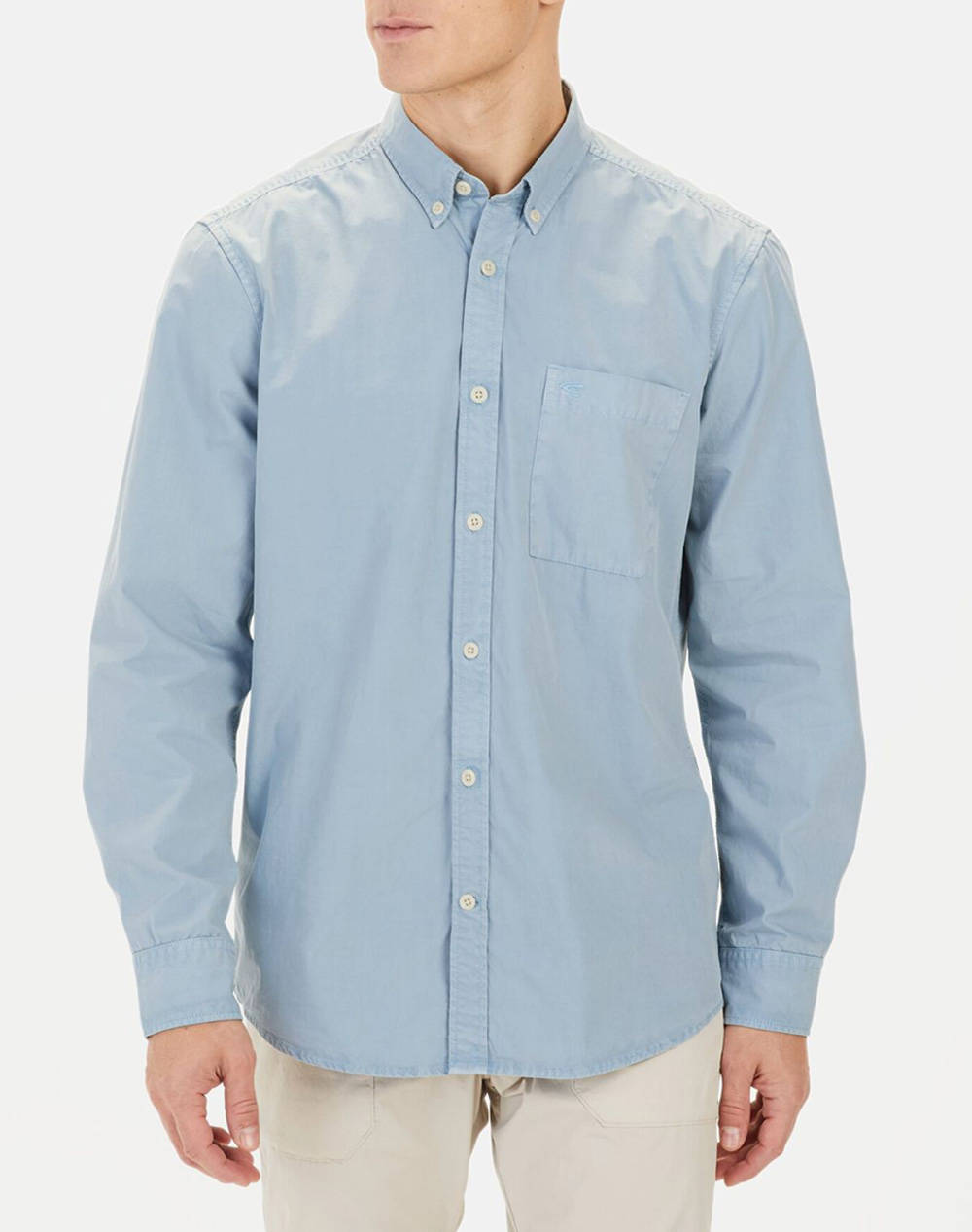 Camel Active Shirt Ss Solid Men Clothes Shirts Lightblue Cotton C251 409113 5S13 43 Male Shirts Blue