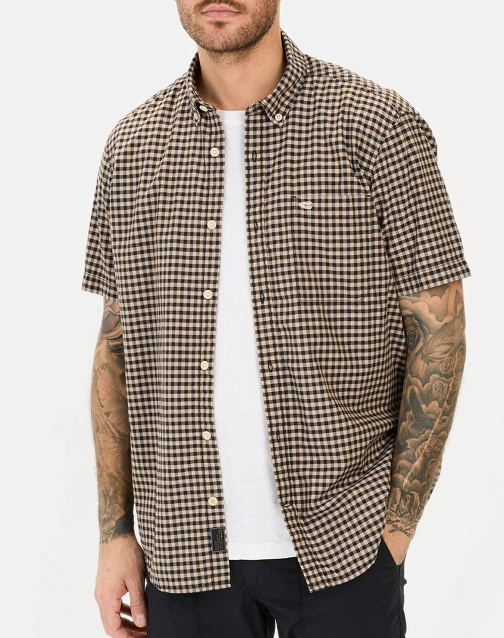 Camel Active Shirt Ss Checks Men Clothes Shirts Multi Cotton C251 409250 5S50 48 Male Shirts