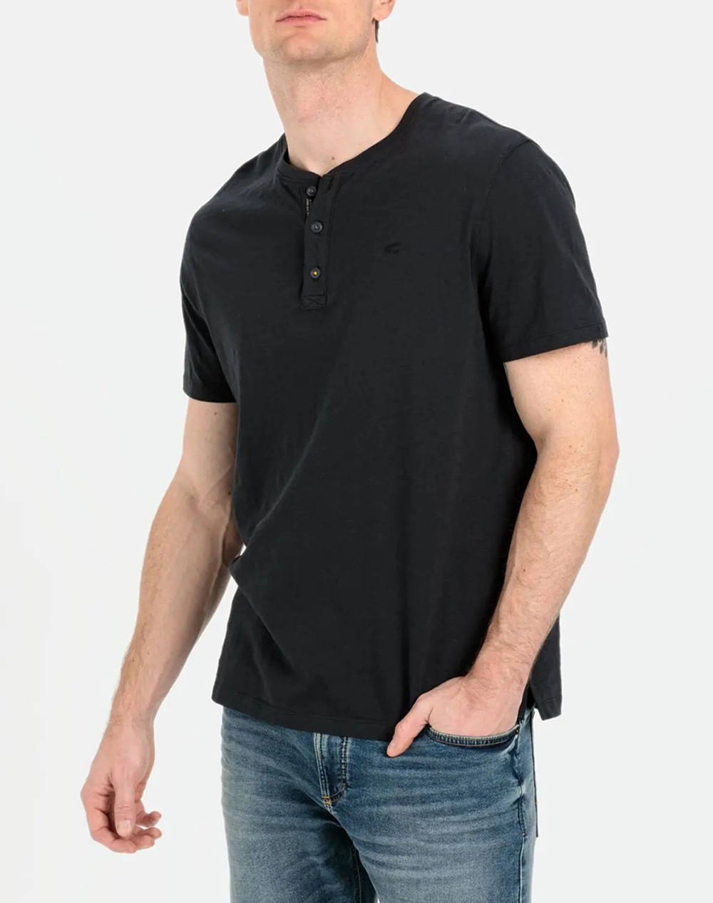 Camel Active T Shirt Ss Nos Henley Men Clothes T Shirts & Sweatshirts T Shirts Black Cotton C251Nos 409474 9T84 88 Male T-Shirts Black