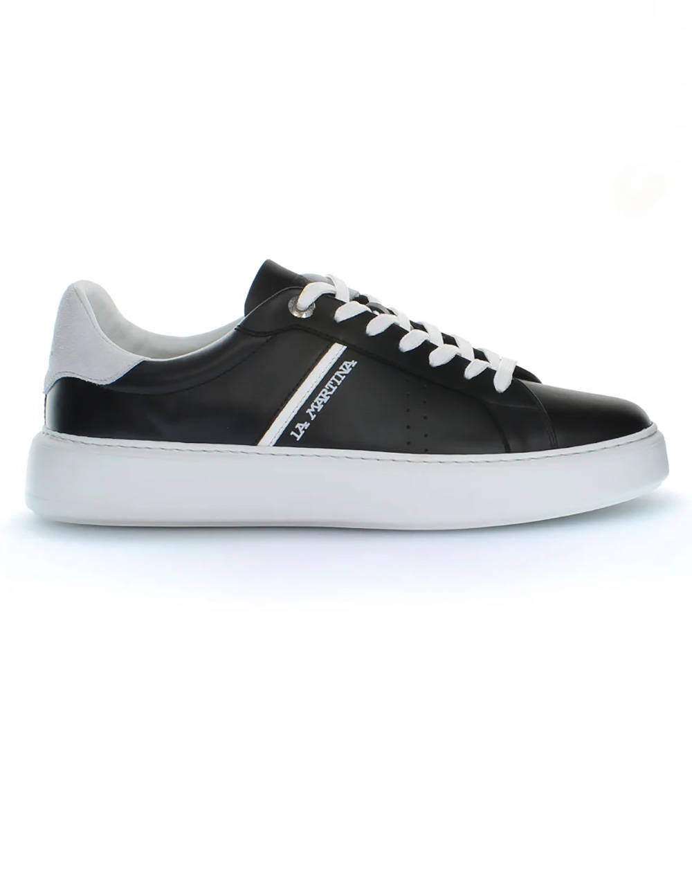 La Martina Men''S Shoes Calf Black Men Footwear Sneakers Black Leather 3Lfm251003 3020 000 Male Sneakers Black