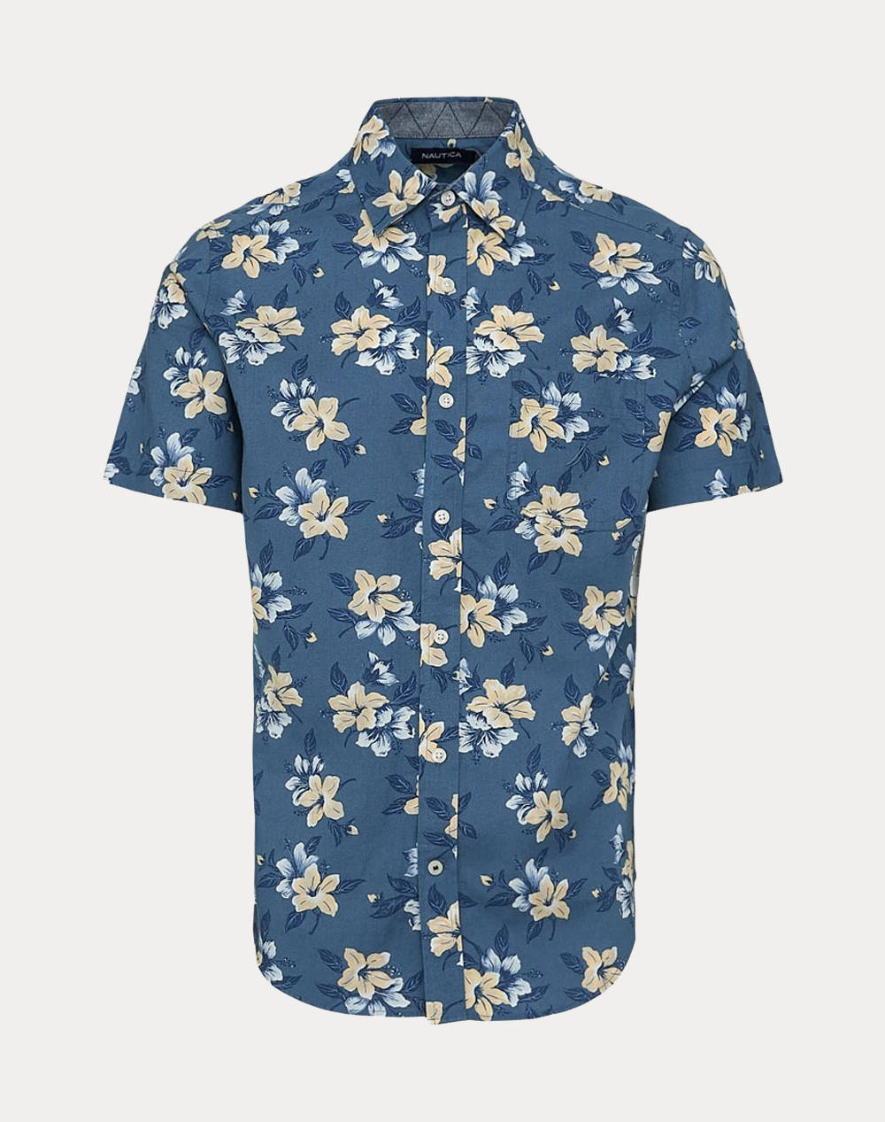 Nautica Shirt Ss Sus.S/S Chambray Print Men Clothes Shirts Mixed Cotton 3Ncw55120 4S6 Male Shirts