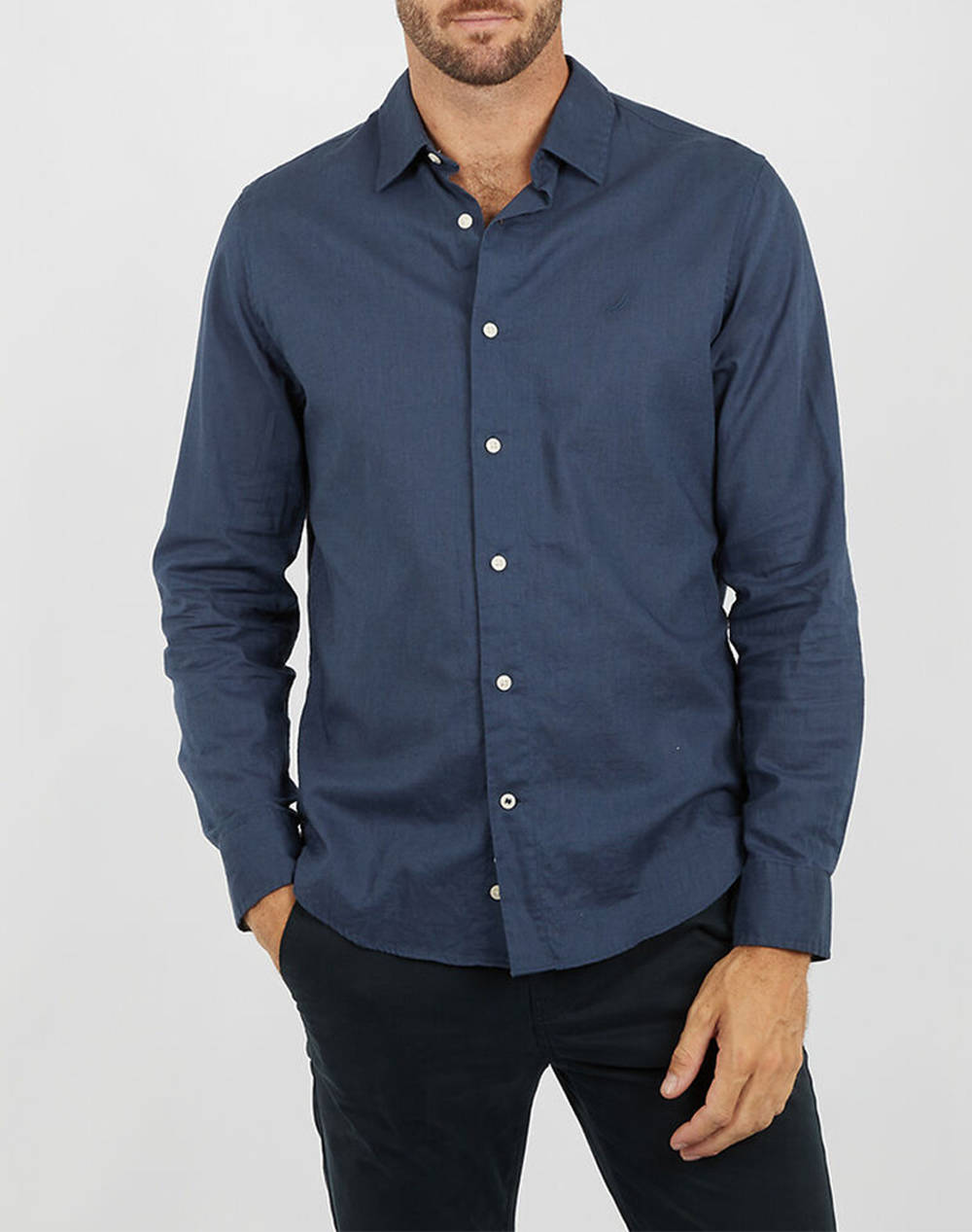Nautica Shirt L/S Shirt Men Clothes Shirts Navyblue Cotton,Linen 3Ncnawa74112 4Nv/444 Male Shirts Blue