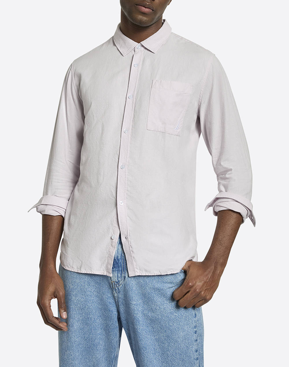 Nautica Barias Ls Shirt Men Clothes Shirts Lilac Viscose,Linen 3Ncn1R02964 303 Male Shirts