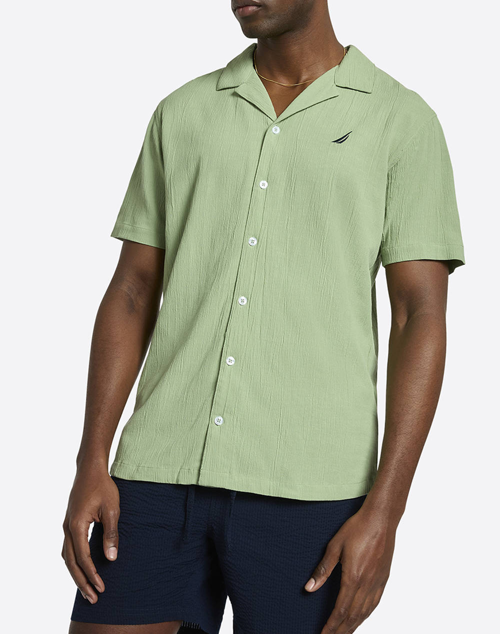 Nautica Shirt Ss Alfonso Ss Shirt Men Clothes Shirts Green Cotton 3Ncn1R02935 572 Male Shirts Green