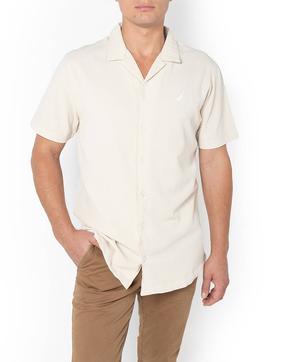 Nautica Shirt Ss Alfonso Ss Shirt Men Clothes Shirts Offwhite Cotton 3Ncn1R02935 248 Male Shirts