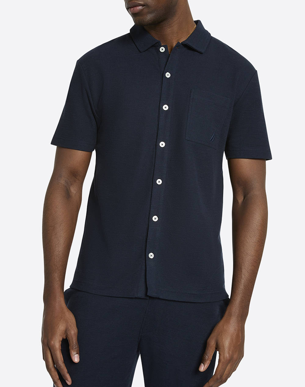 Nautica Laudano Ss Shirt Men Clothes Shirts Navyblue Cotton 3Ncn1R02928 459 Male Shirts Blue