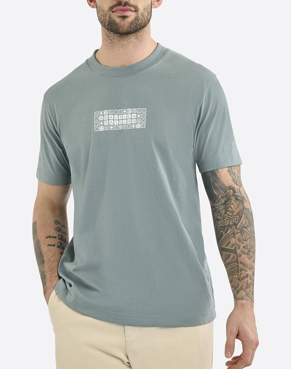 Nautica T Shirt Ss Bodmin T Shirt Men Clothes T Shirts & Sweatshirts T Shirts Gray Cotton,Fabric 3Ncn1R02976 134 Male T-Shirts