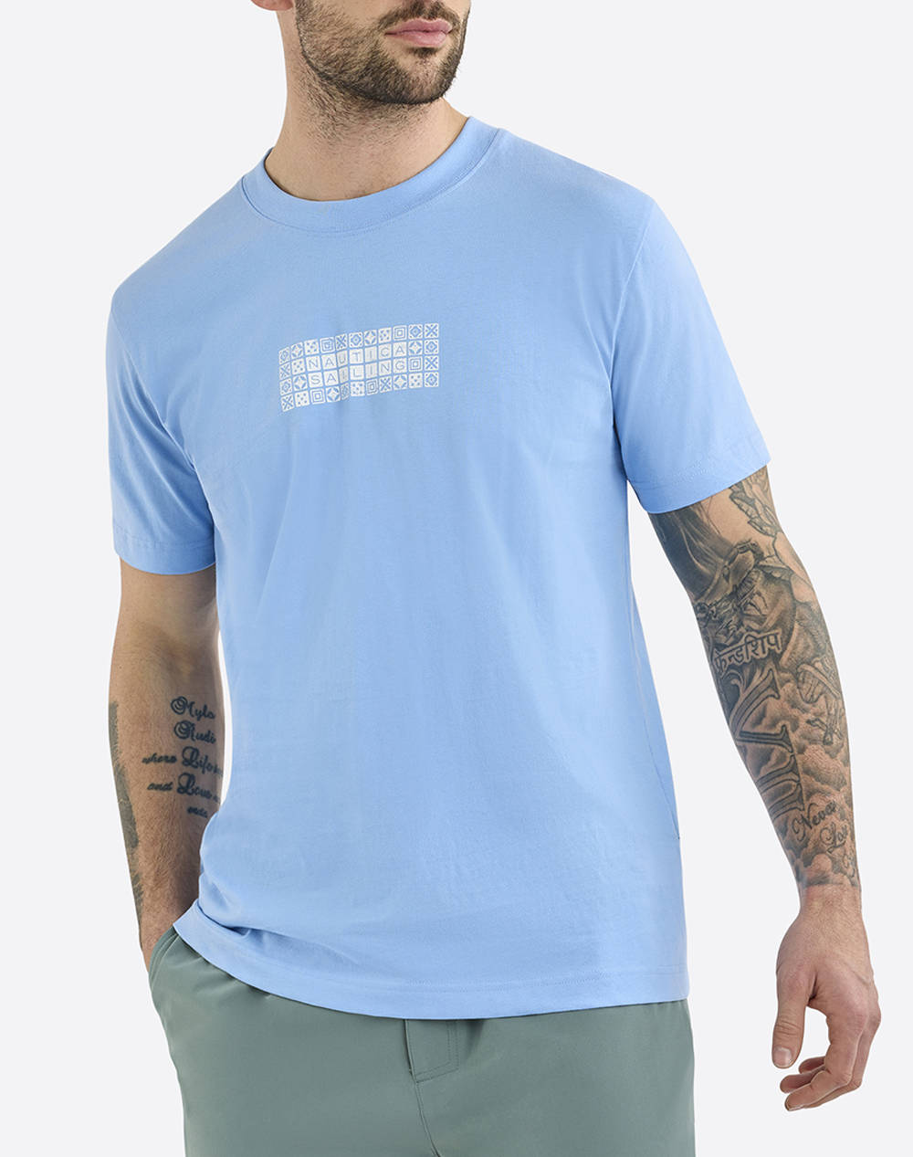 Nautica T Shirt Ss Bodmin T Shirt Men Clothes T Shirts & Sweatshirts T Shirts Lightblue Cotton,Fabric 3Ncn1R02976 483 Male T-Shirts Blue